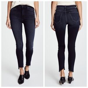 Mother The Stunner Zip Skinny Jeans Women’s Size 25 High Rise Raw Hem Dark Wash
